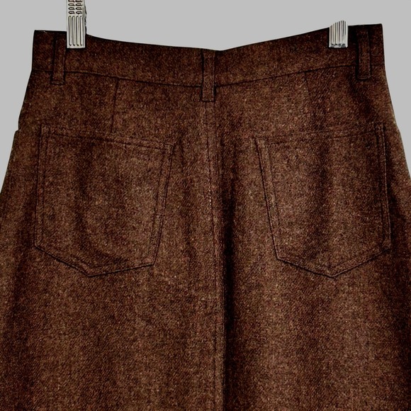 VALMAN Skirt Womens Size Medium Brown Tweed Midi ALine Button Fly Pockets - Picture 7 of 10